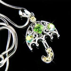 Swarovski Kristal Groene Dame UMBRELLA Ketting Mary Poppins Regenachtige Dag Sprookje Sieraden Kerst Verjaardagscadeau passen Europese bedelarmband