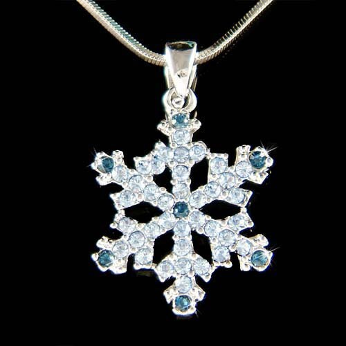 Swarovski Crystal Blue SNOWFLAKE Necklace Snow Xmas Bridal | Etsy
