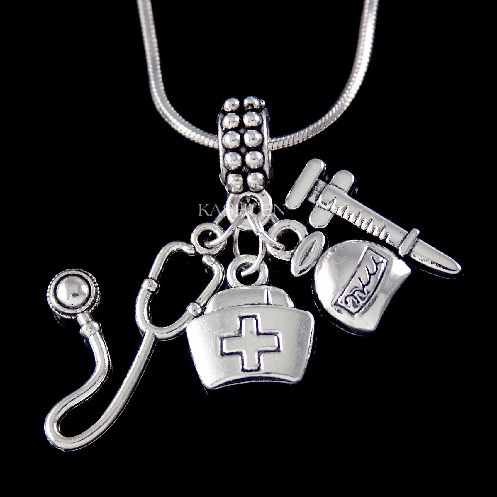 2 Pz Polsino accessori infermiera accessori infermiere gioielli stetoscopio i regali catena a mano bracciale Regalo catena da polso fascino gioielleria collana cavigliera Da donna