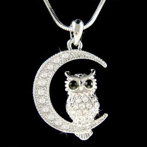 Moon Owl Swarovski Crystal Necklace Moon Owl Swarovski Crystal Necklace