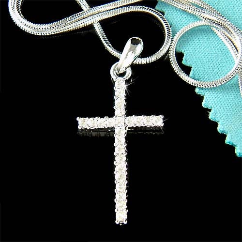 Swarovski Crystal Simple Purple CROSS Necklace Dainty God