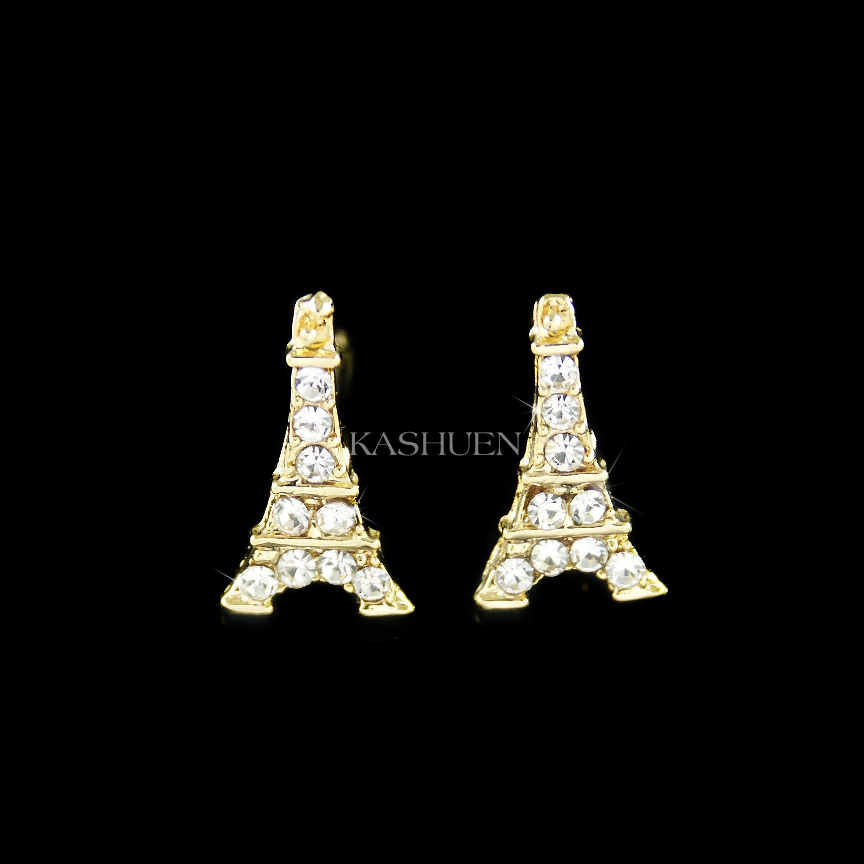 Swarovski Crystal Eiffel Tower Paris France French Honeymoon Stud