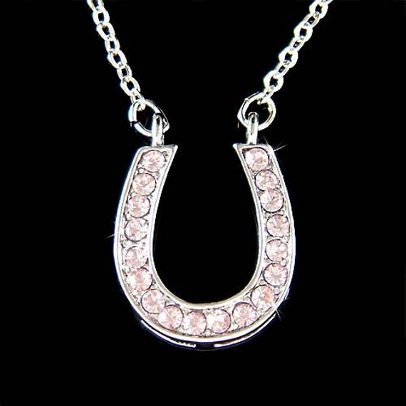 Swarovski Crystal Purple Horseshoe Necklace, Sterling Silver Chain