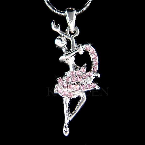 Rose Swarovski Cristal Ballroom Tango ballerine Ballet danse fille danseuse de Flamenco danse breloque pendentif chaîne collier Bijoux partenaire cadeau