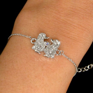 Delicato cristallo Swarovski Baby imperatore pinguino amante cuore amore famiglia Antartide braccialetto di fascino carino migliore amica ragazze regalo per lei adolescente nuovo