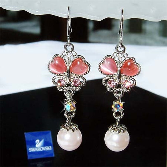 Inateannal Boucles D'oreilles Pendantes Papillon En Strass Argent CZ Boucles D'oreilles à Pampilles Longue Chaîne En Cristal, Boucles D'oreilles