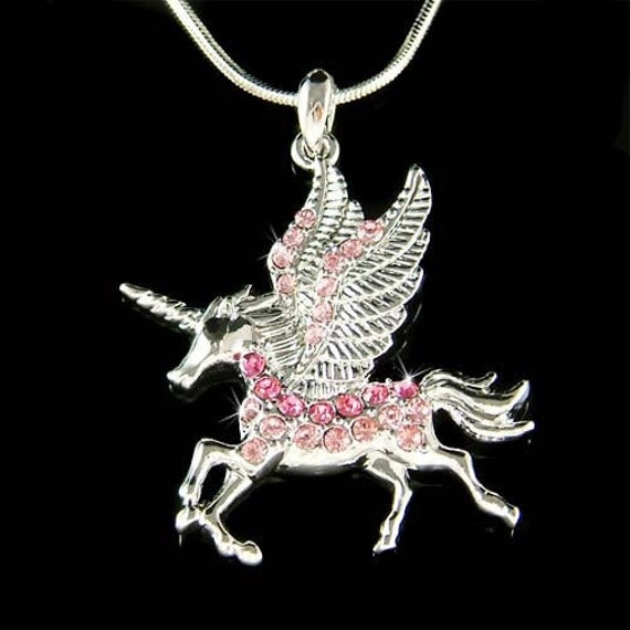 Pink Swarovski Crystal Pegasus Horn 