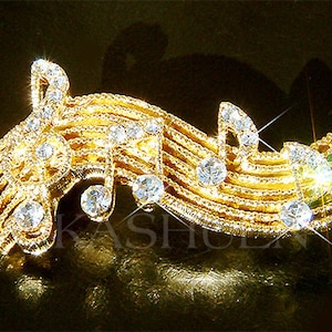 Swarovski-Kristall, Violinschlüssel, Musik, Musiknote, goldfarbene Anstecknadel, Brosche, Schmuck, Musiker, beste Freunde, Muttertag, Mutter, Band, Weihnachtsgeschenk