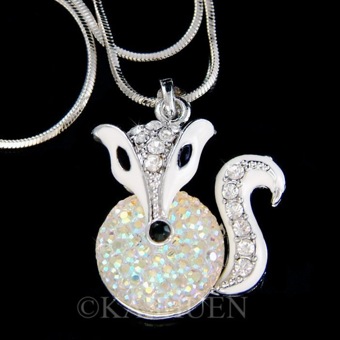 スワロフスキークリスタル 北極白雪姫 キツネネックレス 野生動物