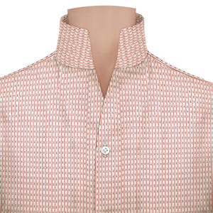 V Neck Buttonless Collar Men&#39;s Shirt High Open Vintage Collar Tailored Fit Custom-Made Formal Wear Shirt