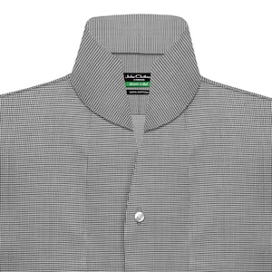 High Mens Black Houndstooth 100% Cotton Buttonless High Stand Neck Celebrity Style Party Wear Formal Wedding Outfit High Unique Collar Shirt