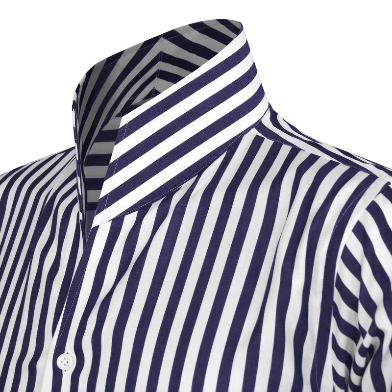 T-shirt with high collar and eyelets