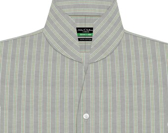 Handgefertigtes Herrenhemd mit hohem Kragen, 100% Baumwolle, individuelle Passform