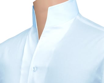 Men's White High Open Collar 100% Cotton Tall Neck Formal