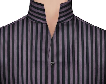 High Open Collar Buttonless V Collar Formal Casual Dress Shirt