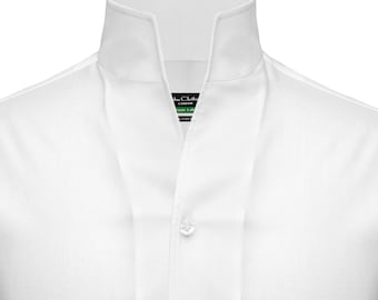 Handmade High Collar Men's White Shirt Egyptian 100% Cotton