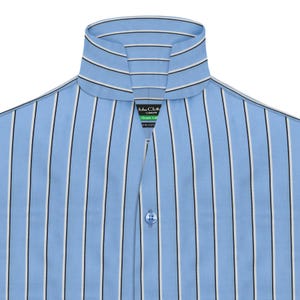 Camisa de hombre de cuello alto, escote en V, 3'' de altura, estilo celebridad, 100 % algodón, manga larga