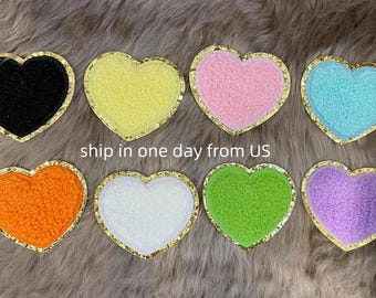 Heart Chenille Patch | Iron on Patch | Chenille DIY Patch | Appllique Nylon Pouches | Valentine Chenille heart patch | custom patch