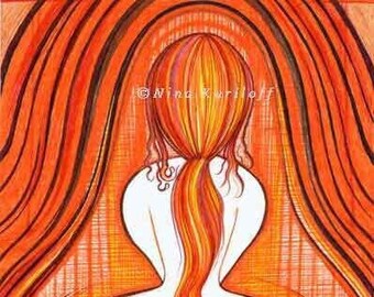 Giclee Print Bedroom Wall Art BBW Nude erotic female woman Redhead archival paper