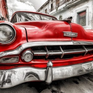 Retro Classic Car Wall Poster – Vintage Automobile Print, Black and White Photo Art for Garage or Stylish Contemporary Home Decor