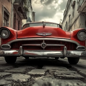 Vintage Car Print – Retro Classic Automobile Wall Art, Black and White Photography Poster for Garage, Office or Living Room Decor