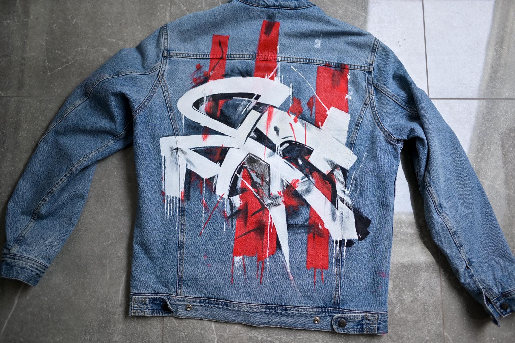 Graffiti Custom Denim Jacket Graffiti Jacket Jean Jacket Spray