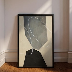 Abstrakte Kunst: Geometrische Leinwand Gemälde Graue Steine
