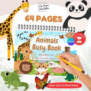 Zoo Animal Busy Book Personalized Cover Toddler Learning Binder Homeschool Curriculum Preschool Quiet Book File Folder Games Activity Book