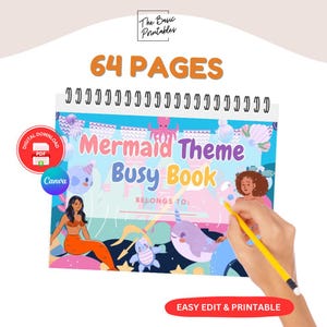 Mermaid Busy Book Personalized Cover Toddler Learning Binder Homeschool Curriculum Preschool Quiet Book File Folder Games Activity Book
