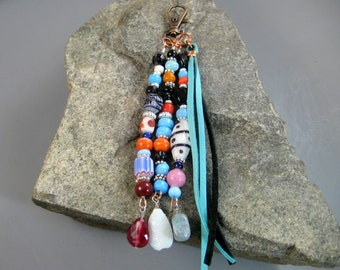 Purse Adornment, Beaded Zipper Pull, Purse Decoration, Backpack Adornment, Belt Loop Charm, Native American, Western wear, bead assortment