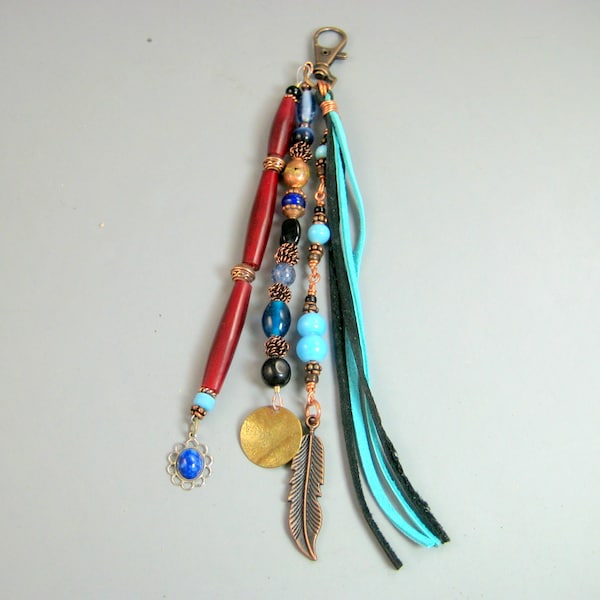 Purse Adornment, Beaded Zipper Pull, Key Chain Charm, Purse Decoration, Backpack Adornment, Beaded Belt Loop Charm, Native American Charm