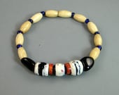 Mens trade bead bracelet, Native American beaded bracelet, bone beads, rustic bracelet, stretch bracelet, medicine beads, tribal bracelet