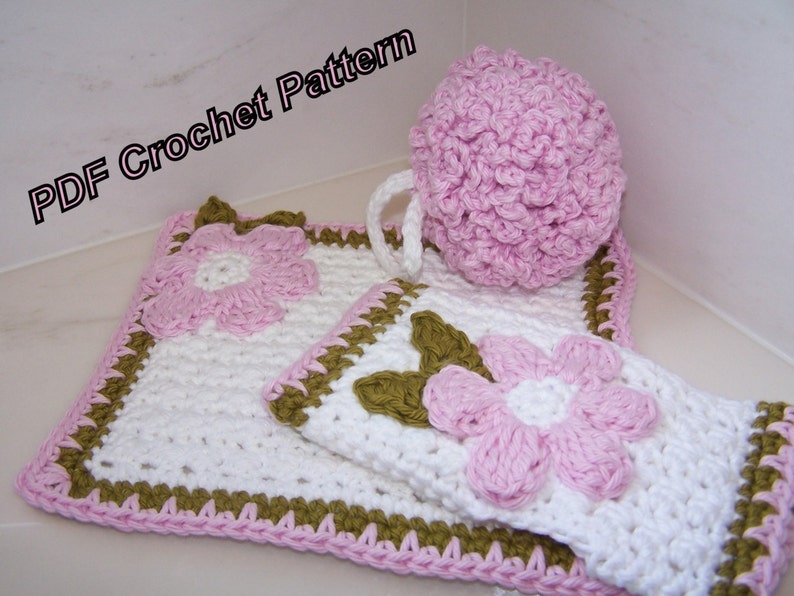 Crochet PATTERN for Luxury Spa Bath Set in PDF Format Number 104 image 1