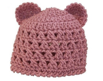 Crochet PATTERN for Teddy Bear Beanie in PDF Format - Instructions for Newborn thru Pre-Teen- Number 108