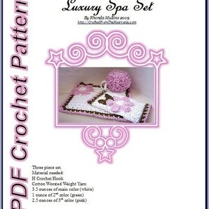 Crochet PATTERN for Luxury Spa Bath Set in PDF Format Number 104 image 2