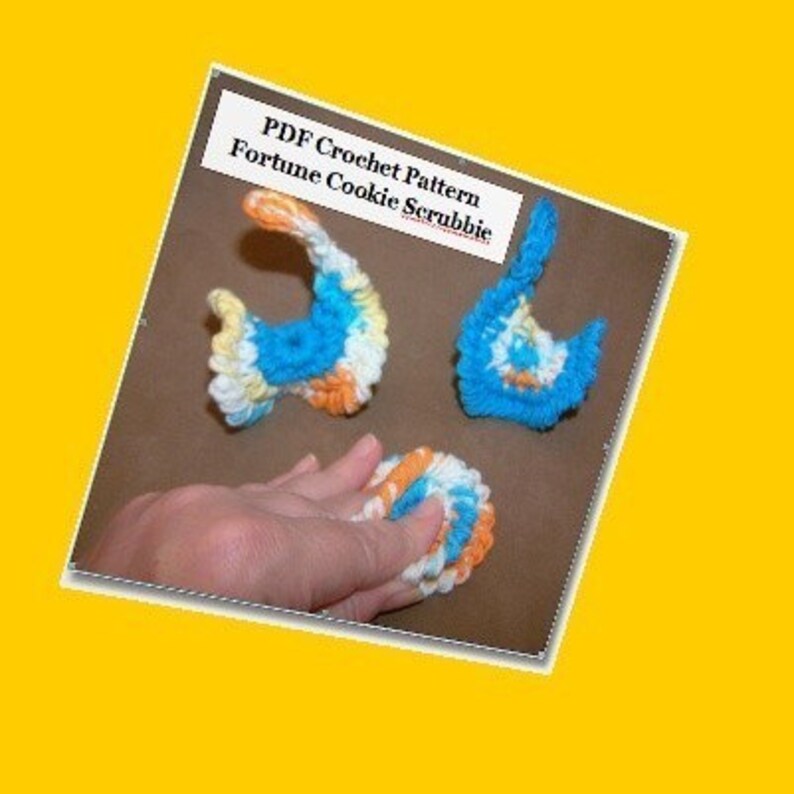 Crochet Pattern for Fortune Cookie Scrubbie in PDF format number 102 image 3