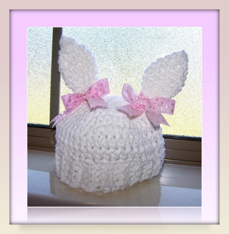 Crochet PATTERN for Bunny Ears Beanie in PDF Format Instructions for Newborn thru Pre-Schooler number 109 image 4