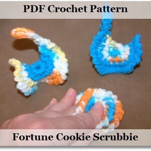 Crochet Pattern for Fortune Cookie Scrubbie in PDF format number 102 image 1