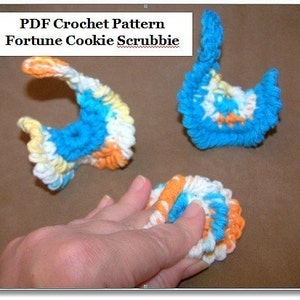 Crochet Pattern for Fortune Cookie Scrubbie in PDF format number 102 image 2