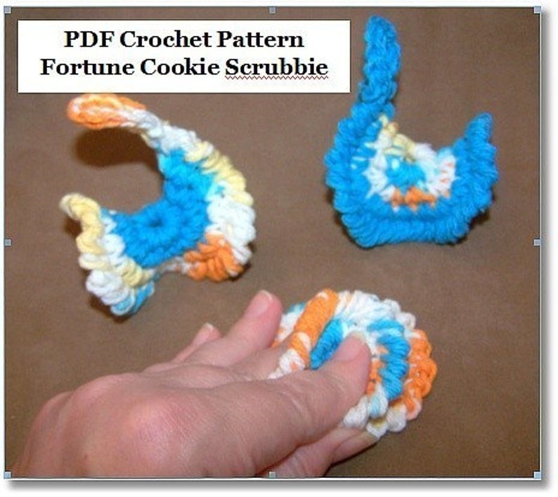 Crochet Pattern for Fortune Cookie Scrubbie in PDF format number 102 image 2