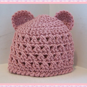 Crochet PATTERN for Teddy Bear Beanie in PDF Format Instructions for Newborn thru Pre-Teen Number 108 image 4