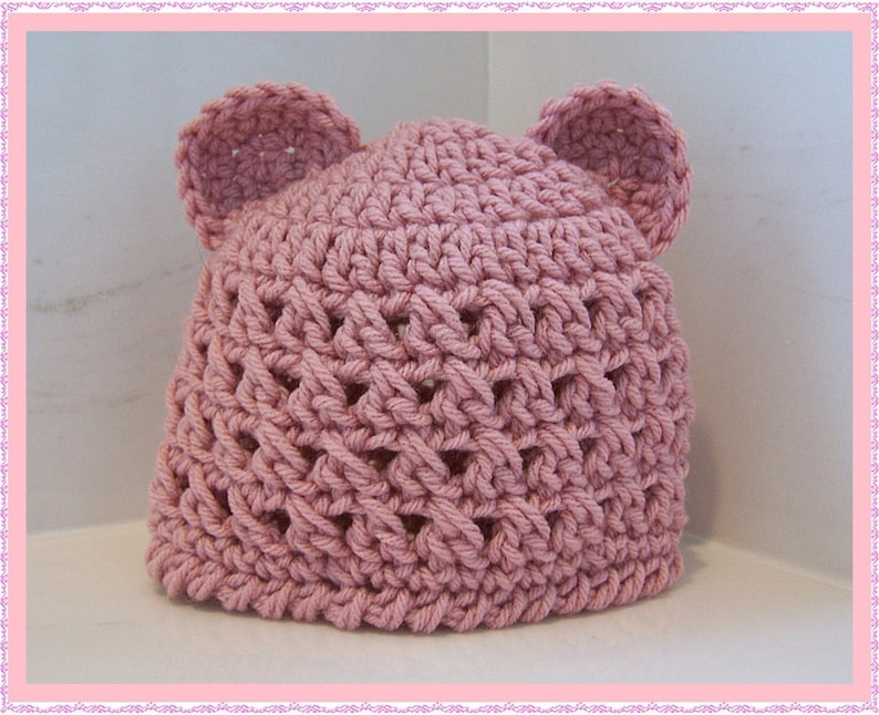 Crochet PATTERN for Teddy Bear Beanie in PDF Format Instructions for Newborn thru Pre-Teen Number 108 image 4