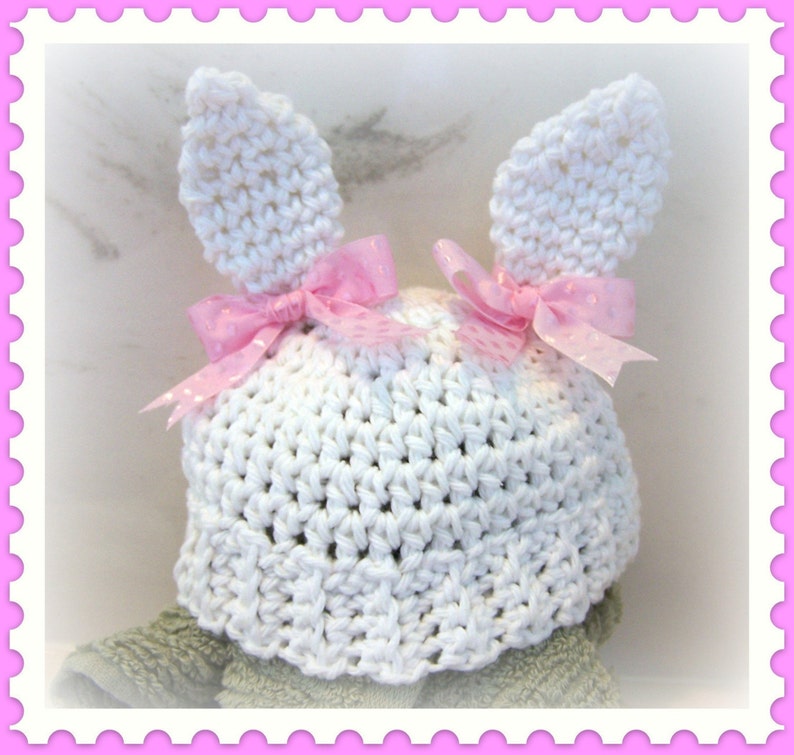 Crochet PATTERN for Bunny Ears Beanie in PDF Format Instructions for Newborn thru Pre-Schooler number 109 image 2