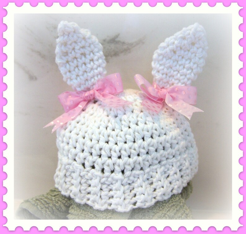 Crochet PATTERN for Bunny Ears Beanie in PDF Format Instructions for Newborn thru Pre-Schooler number 109 image 2