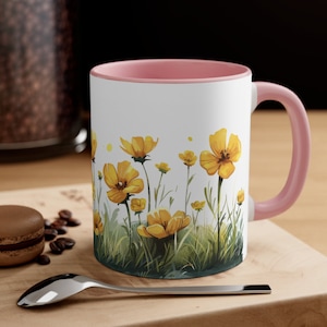 Handmade Ceramic Yellow Flower Mug || Unique Floral Design || Perfect Gift for Her || Tea Drinker || Kitchen Decor || Housewarming Gift