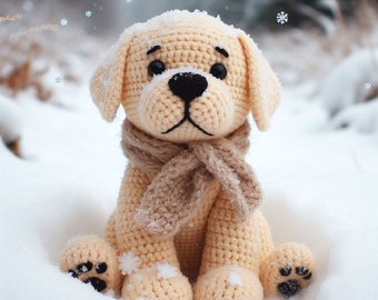 Simpatico modello Amigurumi Labrador Retriever all'uncinetto - Animali Amigurumi all'uncinetto per principianti facili - Modello cane carino - PDF inglese con foto