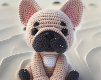 Adorable Amigurumi Patrón de Ganchillo Bulldog Francés - Ganchillo de Perro Amigurumi Fácil para Principiantes - Patrón Lindo Cachorro - PDF en Inglés con Fotos