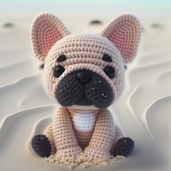 Adorable modèle au crochet Amigurumi Bouledogue français - Crochet facile pour chien Amigurumi pour débutants - Modèle chiot mignon - PDF anglais avec photos