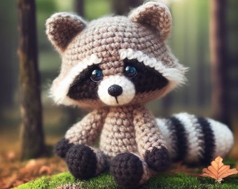 Entzückendes Amigurumi-Waschbär-Häkelmuster – Einfaches Amigurumi-Tier-Häkelmuster für Anfänger – Niedliches Tiermuster – PDF-Datei