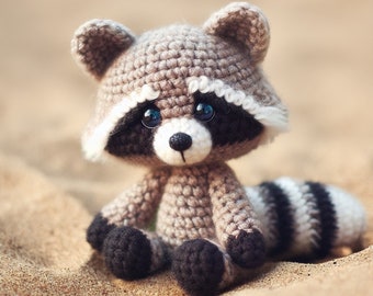 Adorable Patrón de Ganchillo Amigurumi Mapache - Ganchillo Animal Amigurumi Fácil para Principiantes - Patrón de Animal Lindo - Archivo PDF